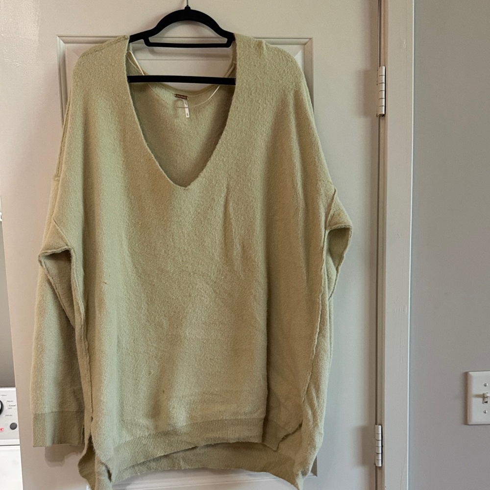 Free People V-Neck Sweater in Cream
